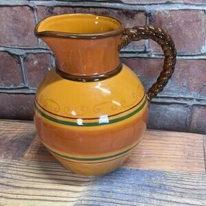 CELEBRATING HOME Stoneware Collection 3-Qt. PITCHER Braided Handle Tuscan Autumn